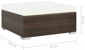 7-részes barna polyrattan kerti bútorszett párnákkal