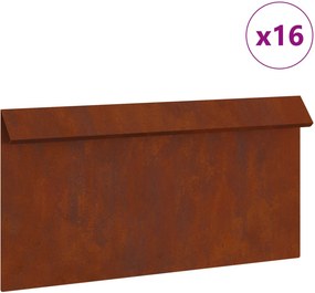 vidaXL Csiga kerítés 16 pcs Rozsdás 50 x 3,5 x 25 cm Időjárásálló acél