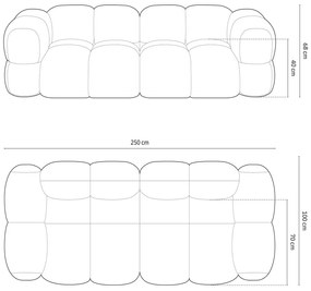 Bézs bársony kanapé 250 cm Loretto – Cosmopolitan Design
