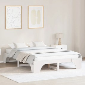 Ágykeret Fehér Fa 150 x 200 cm Minimalista Faágykeret