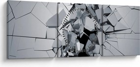 3D absztrakciós kép (órával) (90x30 cm)