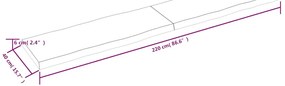 világosbarna kezelt tömör asztallap 220x40x(2-6) cm