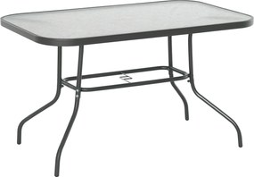 Outsunny Kerti Asztal Bistro Asztal Terasz Asztal Kerti Oldalsó Asztal Bistro Asztal Kerti Bútor Üvegtetővel Napernyő Nyílással Edzett Üveg + Fém Söté