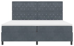 Boxspring Ágy Mattal Sötétszürke 200x200 cm Bársony