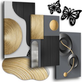 Geometrikus Vászonkép 150x70 cm Nappali Falikép Arany 3X