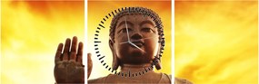 Kép - Buddha piros és sárga háttérrel (órával) (90x30 cm)