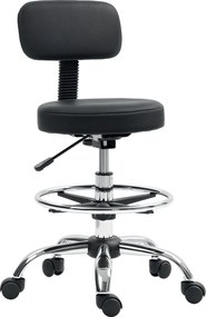 HOMCOM Ergonomikus Irodai Szék Állítható Lábgyűrűvel, Karfa Nélküli, Magasságban Állítható Forgószék Fekete PU Bőrben | Aosom