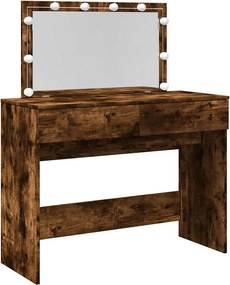 vidaXL füstös tölgy színű fésülködőasztal LED-del 100 x 40 x 120 cm