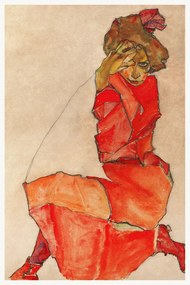 Festmény reprodukció The Lady in Red (Female Portrait) - Egon Schiele, (26.7 x 40 cm)