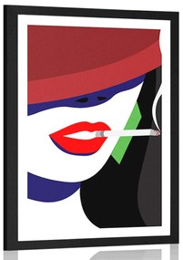 Poszter paszportuval kalapos hölgy pop art stílusban