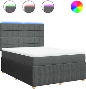 vidaXL sötétszürke szövet rugós ágy matraccal 140 x 190 cm