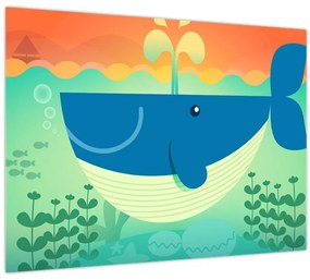 Kép - boldog bálna (üvegen) (70x50 cm)