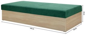 Egyszemélyes ágy (heverő) 85 cm Idona (smaragd) (ágyráccsal és matraccal) (tárolóhellyel). 1098589