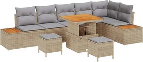 vidaXL Kerti Kanapé Szett 9 pcs Bézs polirattan