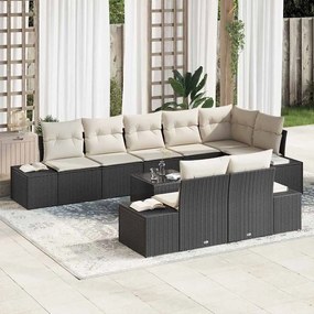 Kerti Kanapé Szett 9 pcs Fekete és krémszínű 319 x 154 x 85 cm
