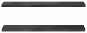 2 db fekete rozsdamentes acél fali polc 100 x 23,5 x 3 cm