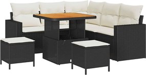 vidaXL Kerti Kanapé Szett 8 pcs Fekete polirattan