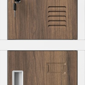 BHP szociális szekrény rekeszekkel, fehér / dió, 1360x1720x450 mm: ROBERT Eco Design