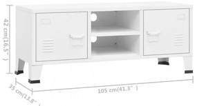 fehér fém ipari stílusú TV-szekrény 105 x 35 x 42 cm