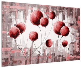 Absztrakt kép - piros léggömbök (90x60 cm)
