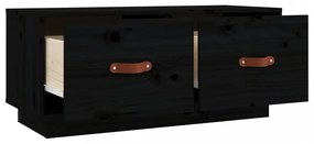 fekete tömör fenyőfa TV-szekrény 80 x 34 x 35 cm