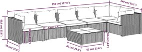 7 részes fekete polyrattan kerti ülőgarnitúra párnákkal