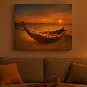 Fali kép Hajó a strandon LED időzítővel 30 x 40 cm