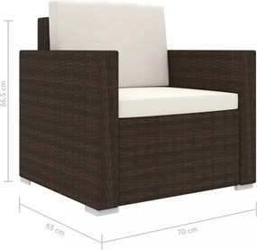 11 részes barna polyrattan kerti bútorszett párnákkal