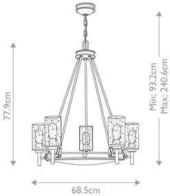 Elstead HK-COLLIER5 - Csillár láncon COLLIER 5xE27/100W/230V