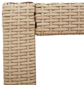 bézs polyrattan kerti kisasztal fa asztallappal 100x40x75 cm