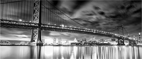 Kép - Benjamin Franklin híd, Philadelphia, fekete-fehér (120x50 cm)
