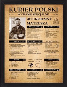 Ajándék 18 30 40 50 60 70 személyre szabott újság Futár Lengyel 40x30 cm