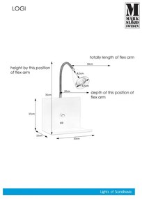 Markslöjd 107140 - Fényerő-szabályozó fali lámpa USB LOGI 1xGU10 / 7W / 230V