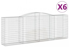 vidaXL 6 db íves horganyzott vas gabion kosár 400x50x140/160 cm