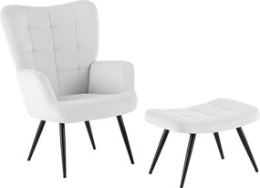 Fotel lábtartóval, világos szürke Velvet szövet/fekete, HABEN