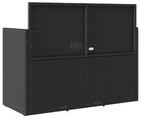 fekete polyrattan kerti pad párnával