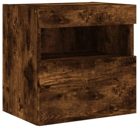 2 db füstös tölgy fali TV-szekrény LED-ekkel 40x30x40 cm
