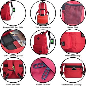 SPECTA Smart Bag lila hátizsák USB csatlakozóval - My Valice