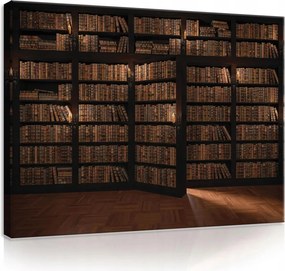 Vászonkép falikép barna fekete könyvtár polc 75x100