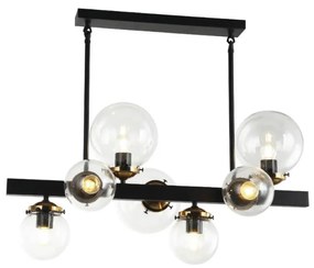 Klausen 106003 - Csillár rúdon HYPERION 7xE27/7W/230V fekete/átlátszó