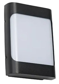 Design kültéri fali lámpa fekete LED-del IP44 szürkületi érzékelővel - Khuvan