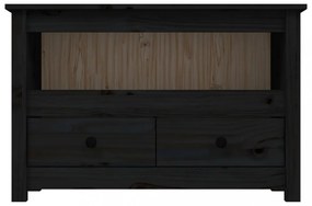 fekete tömör fenyőfa TV-szekrény 79 x 35 x 52 cm
