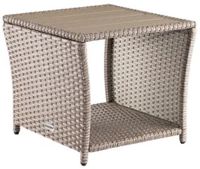 Casaria® Vedis rattan asztal 45x45x40 cm - krém