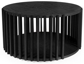 Drum fekete tölgyfa dohányzóasztal, ø 83 cm - Woodman