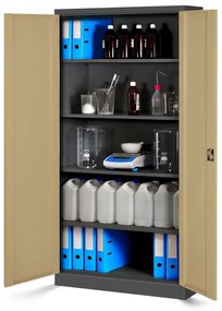 4x JAN fém irodai irattartó szekrény, 900 x 1850 x 400 mm, Eco Design: antracit/ dió