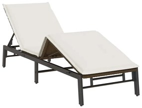 Barna polyrattan napozóágy párnával