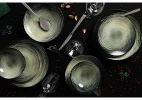 24 részes porcelán étkészlet, zöld/fekete