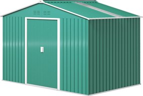 Outsunny Kertiszerszám Tároló Sátor Külső 4,9 m² 277x195x192 cm Kerthez Kiváló Minőségű, Változó Ajtóval, Üvegszálas Tetőmegerősítéssel (Padló NEM Tar
