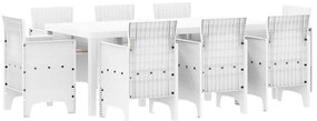 vidaXL Kert étkező szett 9 pcs Fehér Polipropilén