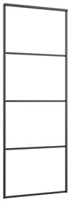 Fekete alumínium és ESG üveg tolóajtó 76 x 205 cm